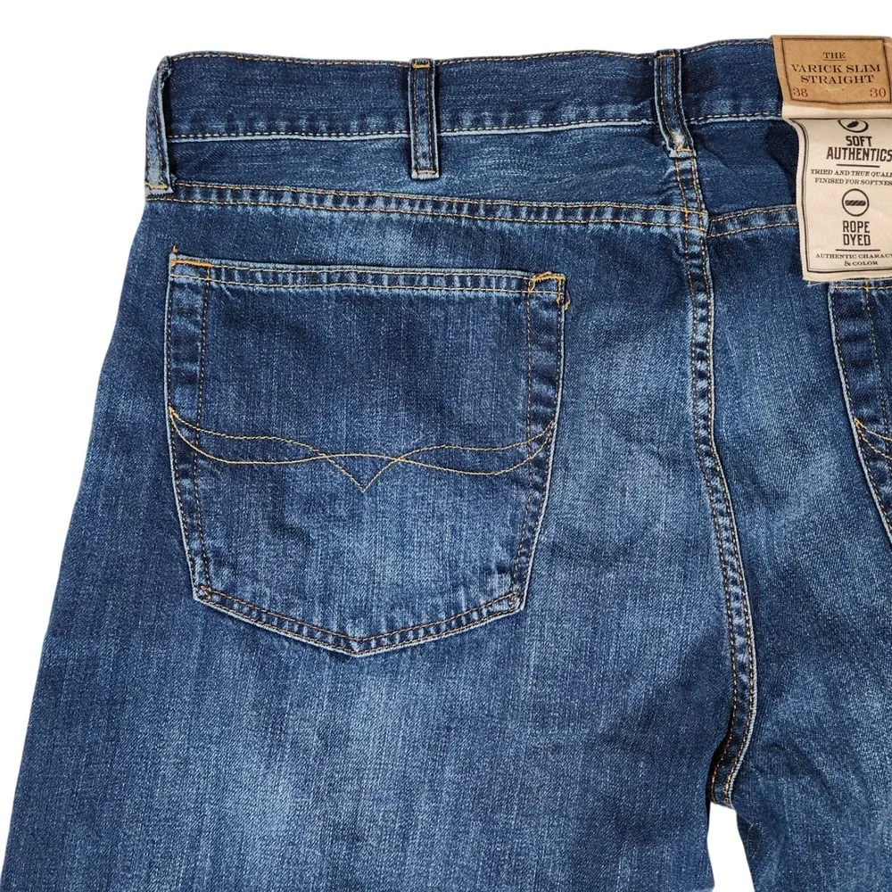 Polo Ralph Lauren Varick Slim Straight Jeans Dark Wash Distressed Mens 34x30 New